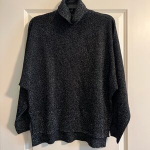 Express Black Metallic Oversized Tunic Sweater